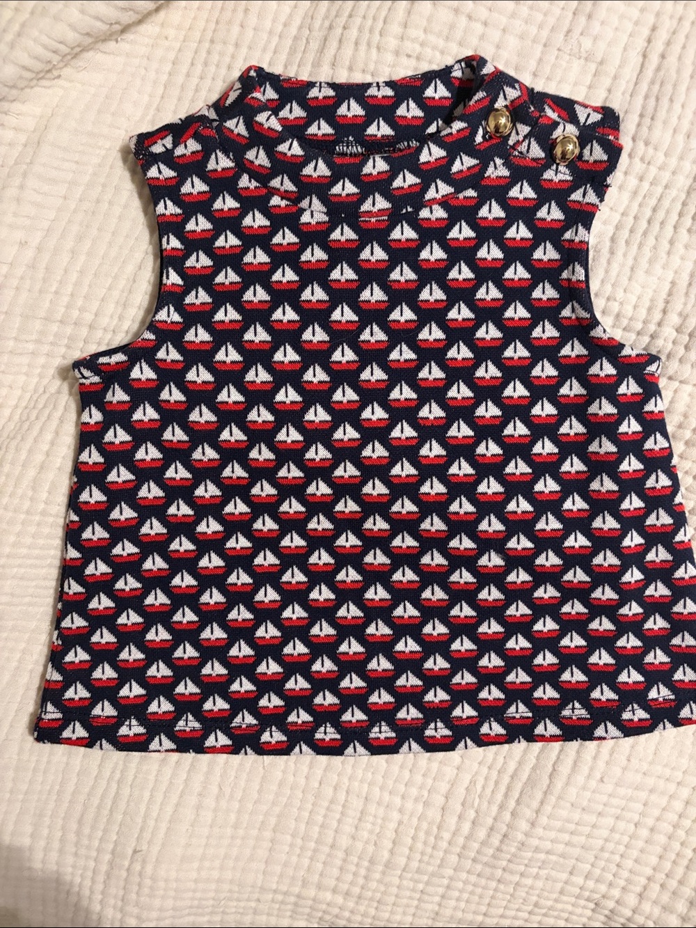 Janie and Jack Girls Navy, Red & White Sailboat Knit Top